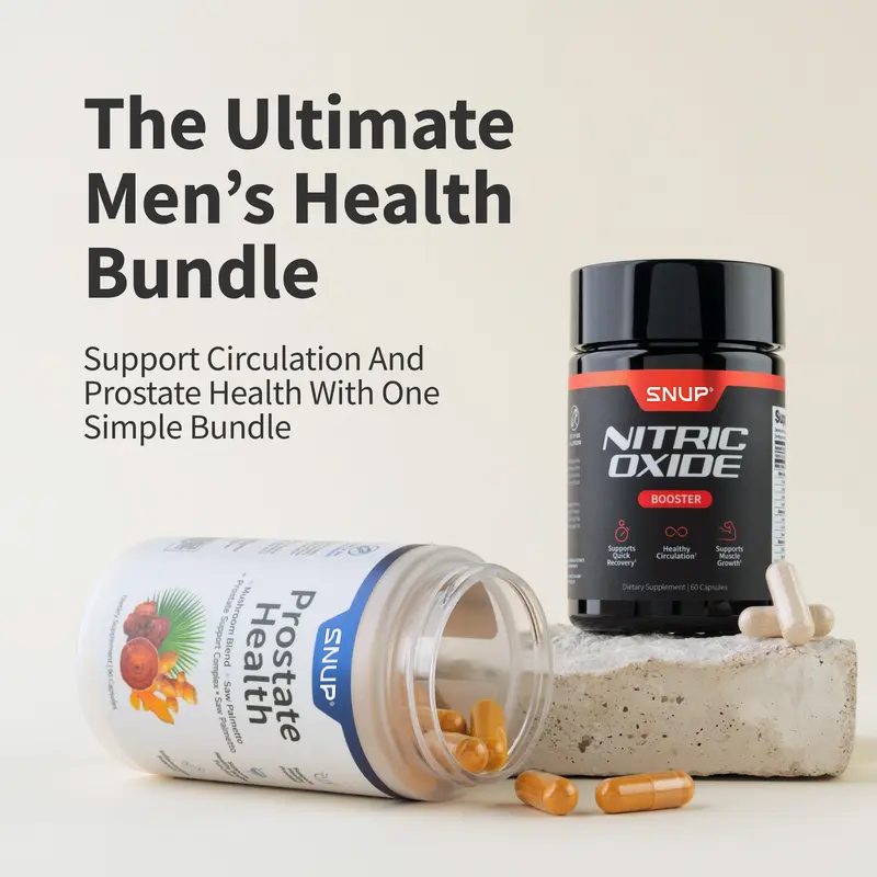 Ultimate Men's Health Bundle - Snap Supplements - Nitric Oxide Booster 60ct + Prostate Health Bundle - Natural Supplement Capsules - Support Blood Circulation & Prostate Health