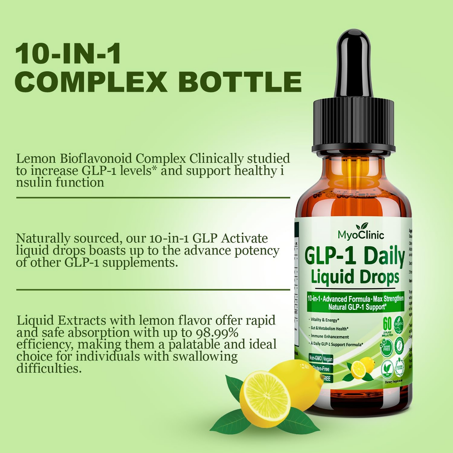 2 Pack GLP-1 Liquid Drops – 10-in-1 Advanced Formula with Berberine, Cinnamon & Green Tea for Energy, Gut Health & Weight Support | Stronger Than Capsules or Pills