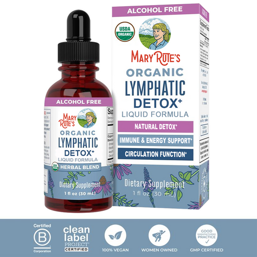 MaryRute’s® Organic Lymphatic Detox Drops – Immune & Energy Support with Echinacea, Elderberry & Blue Vervain – Vegan, 30 Servings