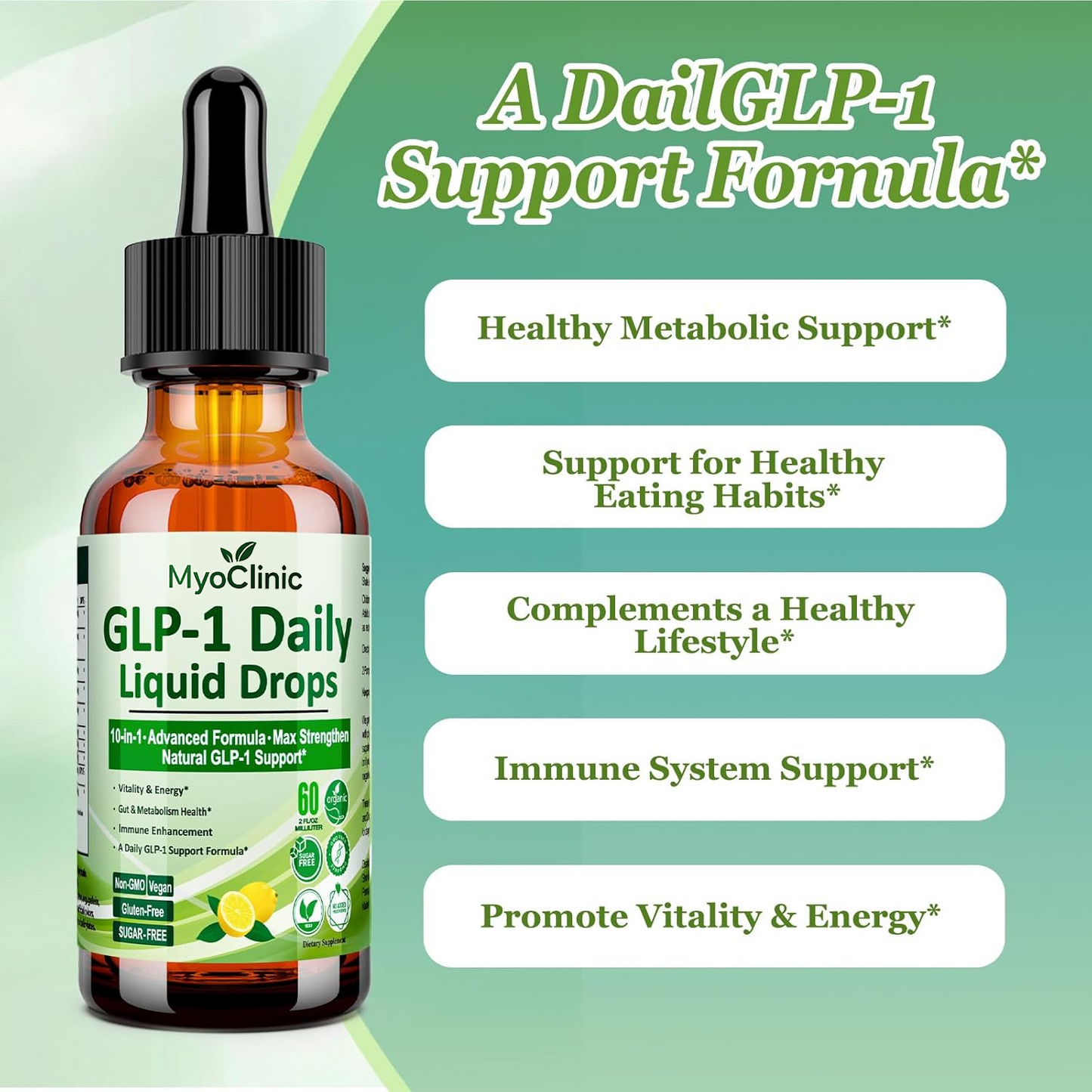 2 Pack GLP-1 Liquid Drops – 10-in-1 Advanced Formula with Berberine, Cinnamon & Green Tea for Energy, Gut Health & Weight Support | Stronger Than Capsules or Pills