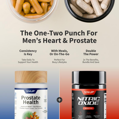 Ultimate Men's Health Bundle - Snap Supplements - Nitric Oxide Booster 60ct + Prostate Health Bundle - Natural Supplement Capsules - Support Blood Circulation & Prostate Health