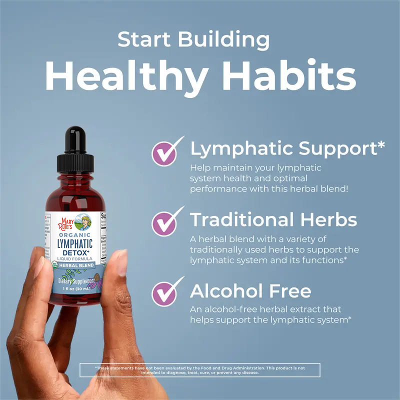 MaryRute’s® Organic Lymphatic Detox Drops – Immune & Energy Support with Echinacea, Elderberry & Blue Vervain – Vegan, 30 Servings