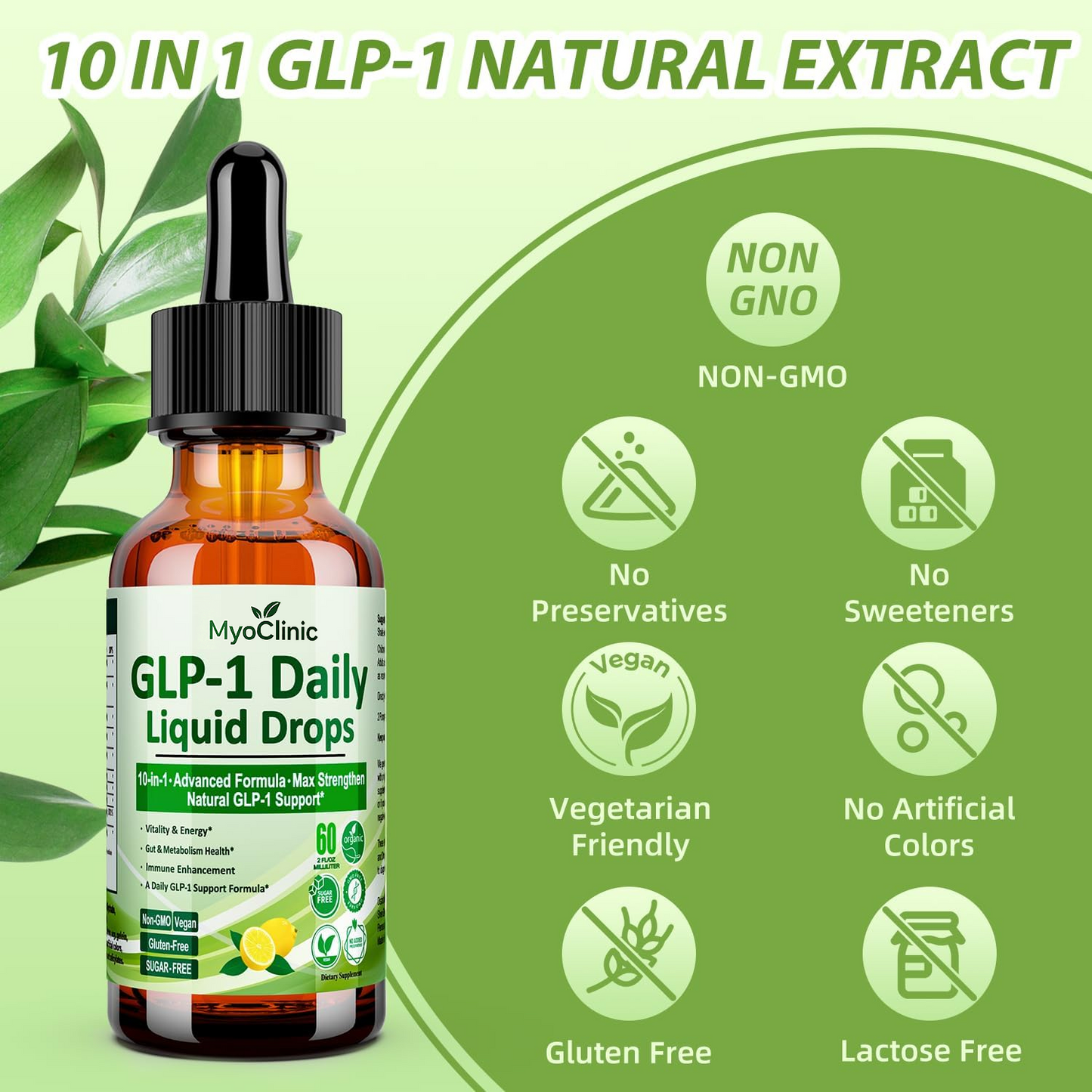 2 Pack GLP-1 Liquid Drops – 10-in-1 Advanced Formula with Berberine, Cinnamon & Green Tea for Energy, Gut Health & Weight Support | Stronger Than Capsules or Pills