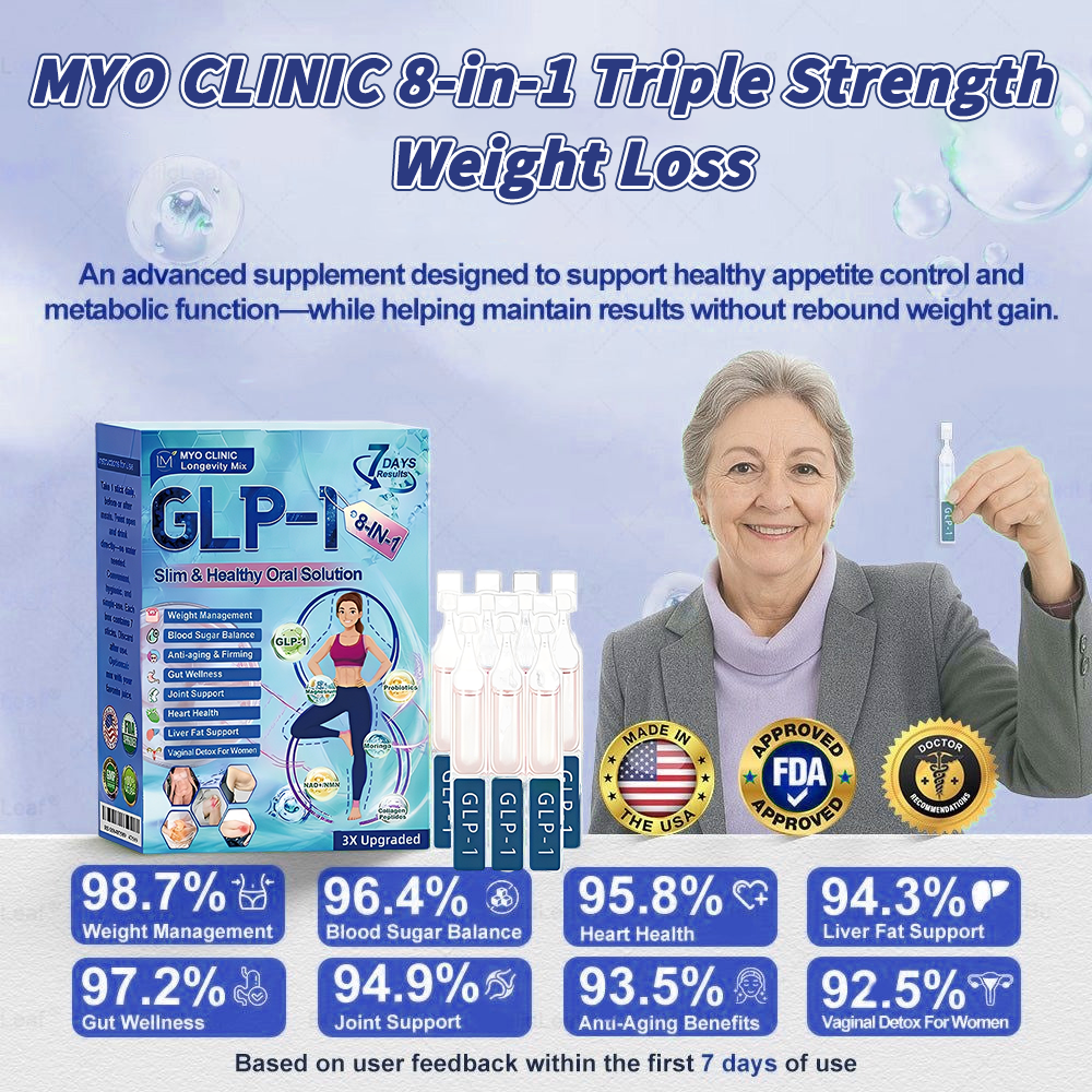 Official Store | Myo Clinic® Longevity GLP-1 8-in-1 Slim & Healthy Oral Solution(Once a day, visible results in 7 days) Supports obesity, cardiovascular health, diabetes, sleep apnea, gut health, joint issues, while also firming the skin