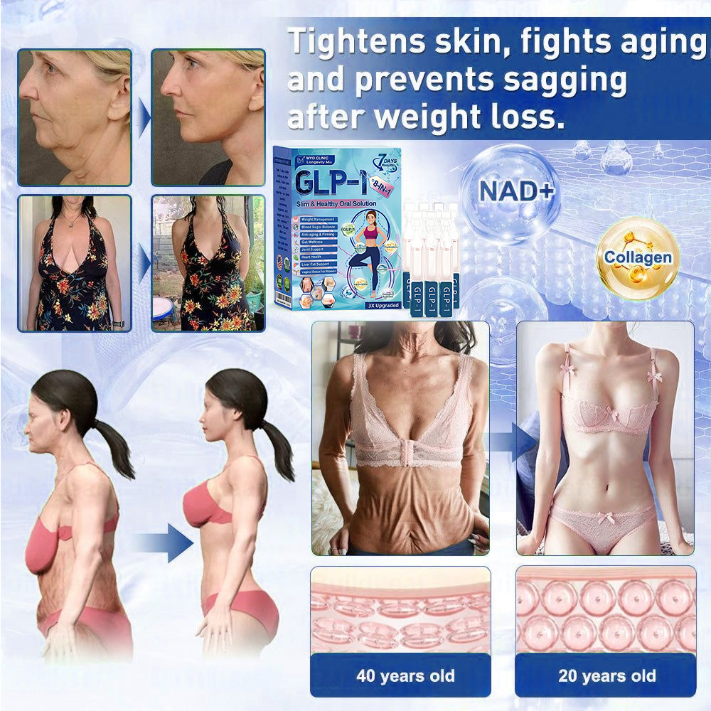 Official Store | Myo Clinic® Longevity GLP-1 8-in-1 Slim & Healthy Oral Solution(Once a day, visible results in 7 days) Supports obesity, cardiovascular health, diabetes, sleep apnea, gut health, joint issues, while also firming the skin
