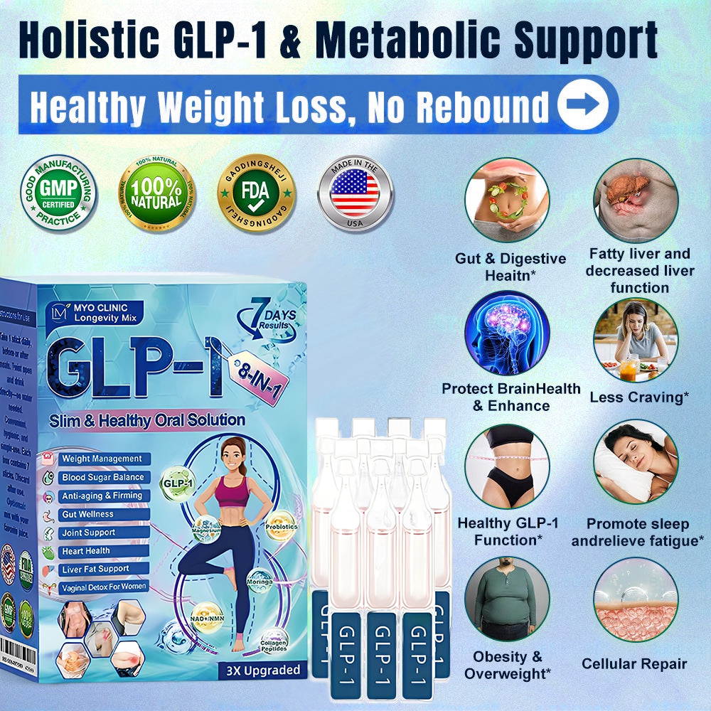 Official Store | Myo Clinic® Longevity GLP-1 8-in-1 Slim & Healthy Oral Solution(Once a day, visible results in 7 days) Supports obesity, cardiovascular health, diabetes, sleep apnea, gut health, joint issues, while also firming the skin