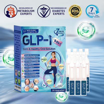 Official Store | Myo Clinic® Longevity GLP-1 8-in-1 Slim & Healthy Oral Solution(Once a day, visible results in 7 days) Supports obesity, cardiovascular health, diabetes, sleep apnea, gut health, joint issues, while also firming the skin