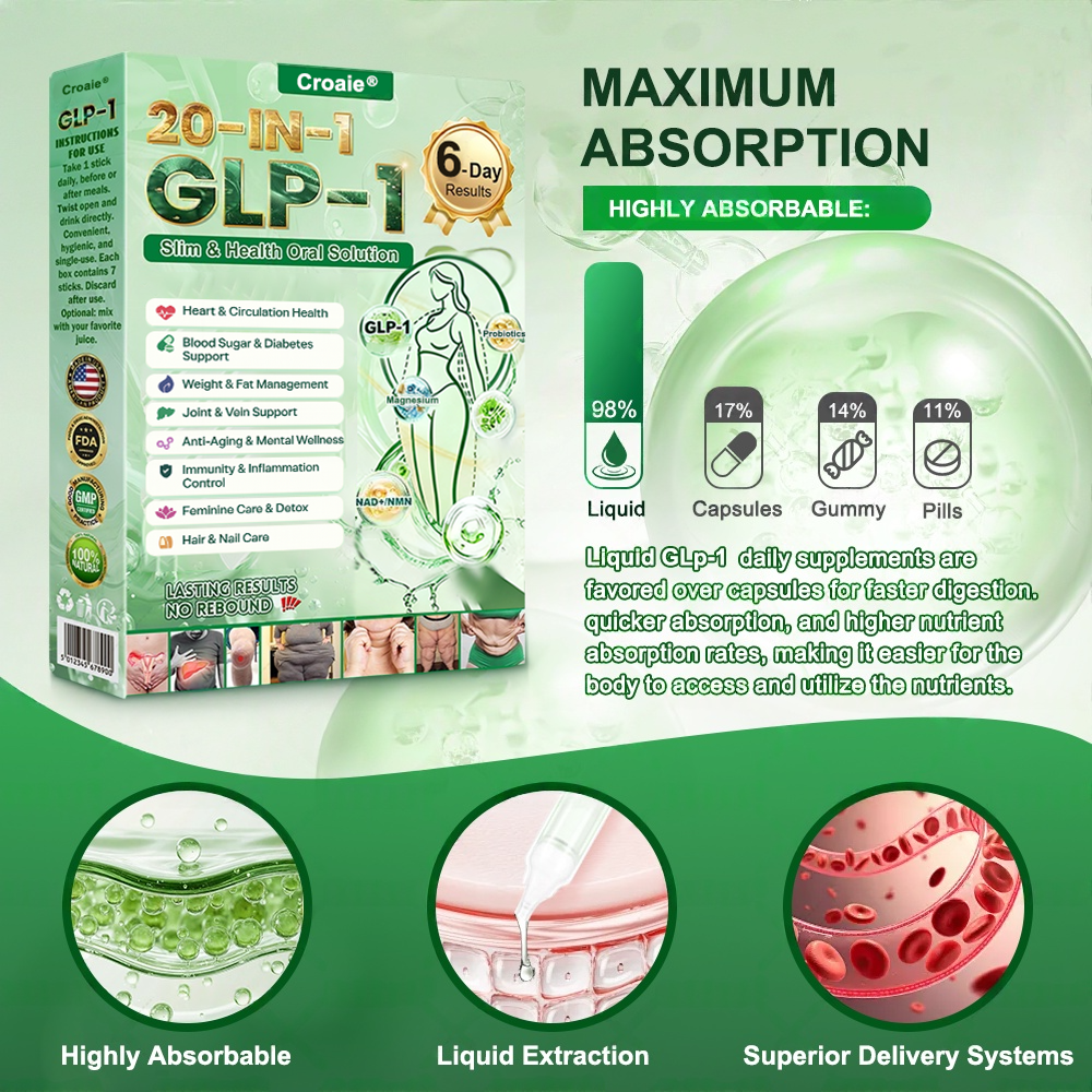 🔥New Arrival | Croaie® 𝗚𝗟𝗣-𝟭 𝟐𝟎-𝐢𝐧-𝟏 𝐒𝐥𝐢𝐦& 𝑯𝒆𝒂𝒍𝒕𝒉𝐲 𝑶𝒓𝒂𝒍 𝑺𝒐𝒍𝒖𝒕𝒊𝒐𝒏 𝑂𝑛𝑐𝑒 𝑎 𝑑𝑎𝑦, 𝑣𝑖𝑠𝑖𝑏𝑙𝑒 𝑟𝑒𝑠𝑢𝑙𝑡𝑠 𝑖𝑛 7 𝑑𝑎𝑦𝑠  ✅ 𝗦𝘂𝗽𝗽𝗼𝗿𝘁𝘀 𝗼𝗯𝗲𝘀𝗶𝘁𝘆, 𝗰𝗮𝗿𝗱𝗶𝗼𝘃𝗮𝘀𝗰𝘂𝗹𝗮𝗿 𝗵𝗲𝗮𝗹𝘁𝗵, 𝗱𝗶𝗮𝗯𝗲𝘁𝗲𝘀, 𝘀𝗹𝗲𝗲𝗽 𝗮𝗽𝗻𝗲𝗮, 𝗴𝘂𝘁 𝗵𝗲𝗮𝗹𝘁𝗵, 𝗷𝗼𝗶𝗻𝘁 𝗶𝘀𝘀𝘂𝗲𝘀, 𝐰𝐡𝐢𝐥𝐞 𝐚𝐥𝐬𝐨 𝐟𝐢𝐫𝐦𝐢𝐧𝐠 𝐭𝐡𝐞 𝐬𝐤𝐢𝐧 𝐚𝐧𝐝 𝐛𝐨𝐨𝐬𝐭𝐢𝐧𝐠 𝐞𝐧𝐞𝐫𝐠𝐲.