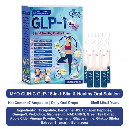 Official Store | Myo Clinic® Longevity GLP-1 8-in-1 Slim & Healthy Oral Solution(Once a day, visible results in 7 days) Supports obesity, cardiovascular health, diabetes, sleep apnea, gut health, joint issues, while also firming the skin