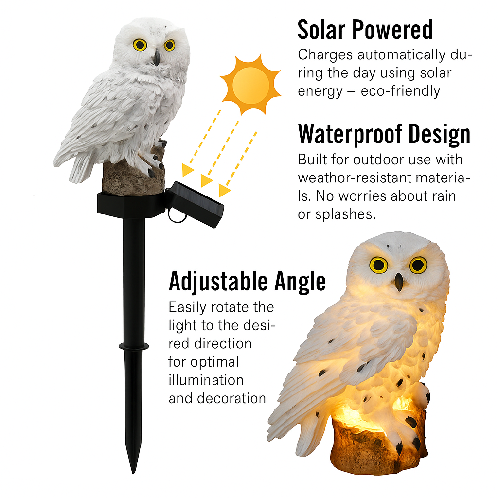 Halloween Pre Sale--Free shipping🔥Waterproof Solar Owl Light – LED Pathway Light for Lawn, Garden & Outdoor Decor